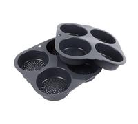 Hamwesh Teglia per Panini per Hamburger, Teglia per Panini in Silicone Antiaderente per Uso Alimentare da 4 Tazze, da 4 Pollici, con Fori Sul Fondo Forno Al Microonde per Cuocere Hamburger Torte