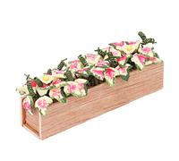 Hamwesh Vasi da Fiori per Casa delle Bambole, Vasi in Legno Materiali in Argilla Colori Vivaci Forme Altamente Simulate Fioriera per Casa delle Bambole, Modello di Pianta in Miniatura con Supporto
