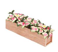 Hamwesh Vaso per Piante Decorativo per Casa delle Bambole, Fioriera da Giardino per Casa delle Bambole in Scala 8,3 Cm 1/12, Fioriera Rettangolare in Miniatura con Vaso in Legno per Accessori per