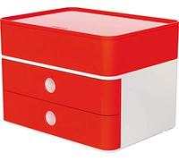 HAN 1100-17 - Cassettiera SMART-BOX PLUS ALLISON, design moderno, con 2 cassetti e porta utensili, colore: cherry red
