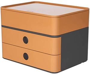HAN 1100-83 - Cassettiera SMART-BOX PLUS ALLISON, design moderno, con 2 cassetti e porta utensili, colore: caramel brown
