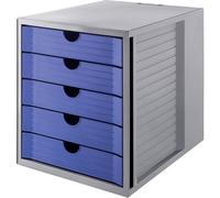 Cassettiera portadocumenti HAN - SYSTEMBOX KARMA - design accattivante per documenti fino al formato C4, certificato ANGELO BLU, 5 cassetti chiusi, grigio ecologico/blu ecologico, 14508-16