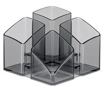 Han 17450-24 - Portaoggetti da scrivania Scala, con 4 scomparti, 125 x 100 x 125 mm, grigio trasparente