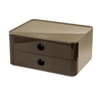 HAN 1x cassettiera ALLISON SMART-BOX, marrone, 2 cassetti, impilabile | Prodotto in Germania, piedini in gomma, divisorio, contenitore, 260x195x125 mm, cassetti scorrevoli, sistema di cassetti