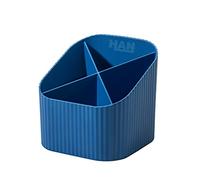 HAN 1x portapenne da scrivania blu con 4 scomparti in plastica riciclata | Prodotto in Germania, 5 scomparti, 4 scomparti, 111x111x105 mm, portapenne, contenitore per penne, vassoio portaoggetti