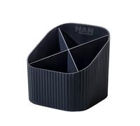 HAN 1x portapenne da scrivania nero con 4 scomparti in plastica riciclata | Prodotto in Germania, scatola portaoggetti, 4 scomparti, 111x111x105 mm, portapenne, contenitore per penne