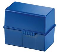 HAN 1x scatola per schede blu DIN A6 400 schede 165x95x128 mm plastica | Prodotto in Germania, formato DIN A6, 165x95x128 mm, per l'apprendimento del vocabolario, scatola per schede, schede