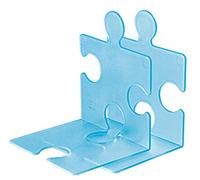 HAN 2x Fermalibri PUZZLE blu traslucido stabile combinabile | Prodotto in Germania, 123x142x171 mm, vassoio per documenti, portadepliant, vassoio per documenti, vassoio da scrivania