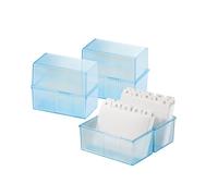 HAN 3x scatola per schede blu traslucido DIN A7 300 schede 121x74x101 mm | Prodotto in Germania, DIN A7, 121x74x101 mm, apprendimento del vocabolario, scatola per schede indice, schede indice