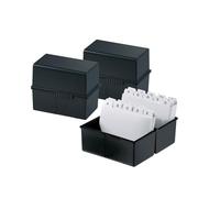 HAN 3x scatola per schede portaschede nero DIN A7 300 schede 121x74x101 mm | Prodotto in Germania, DIN A7, 121x74x101 mm, apprendimento del vocabolario, scatola per schede indice, schede indice