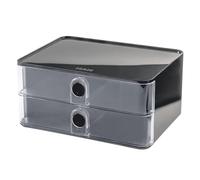 HAN Allison Smart-BOX 1120-193 - Cassettiera con 2 cassetti e divisoria, impilabile, per ufficio, scrivania, cucina, piedini in gomma, colore: Grigio scuro/Trasparente