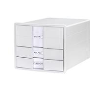 HAN Cassettiera IMPULS - Design moderno per formati di carta DIN A4/C4 con 3 cassetti chiusi e inserto per cassetto per DIN A4/C4, bianco, 1017-12