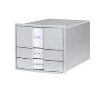 HAN Cassettiera IMPULS - Design moderno per formati di carta DIN A4/C4 con 3 cassetti chiusi e inserto per cassetto per DIN A4/C4, grigio chiaro 1017-11