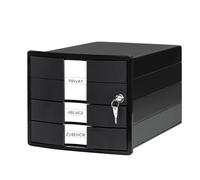 HAN Cassettiera IMPULS - Design moderno per formati di carta DIN A4/C4 con 3 cassetti chiusi e serratura, inserto incluso, colore nero, 1018-13