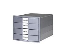 Han Cassettiera IMPULS KARMA - 4 cassetti chiusi, 80 - 100% materiale riciclato, colore: grigio