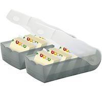 Han, Croco, porta bigliettini a forma di coccodrillo, formato DIN A8 orizzontale, con 5 divisori e 100 bigliettini transluzent-grau | 2er Sparpack