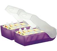 Han, Croco, porta bigliettini a forma di coccodrillo, formato DIN A8 orizzontale, con 5 divisori e 100 bigliettini, 2er Set | transluzent lila, 1