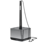 HAN I-Line 27651-88 - Supporto per penna a sfera con catena nera, ideale per scrivania, cromato