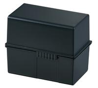 HAN Index Card Box DIN A7 Landscape for 300 Cards with Steel Hinge Black Black A