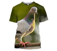 HAN MAN XIU Animal Dove 3D Printed T-Shirt Summer Men Women Casual Loose Short Sleeve Top Clothing