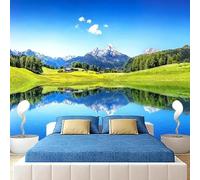 HAN MAN XIU Carta da parati 3D autoadesiva con paesaggio naturale e riflesso di un lago blu, ideale come sfondo per il divano del soggiorno, un'opera d'arte per la decorazione della casa.
