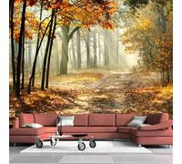 HAN MAN XIU Carta da parati 3D con motivo di foresta autunnale e sole ideale come sfondo per il divano del soggiorno per la decorazione della casa o come opera d'arte da parete.