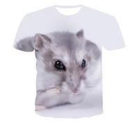 HAN MAN XIU Cute Hamster Animal Pattern 3D Printed T-Shirt Men Women Casual Loose Round Neck Short Sleeve Tops in Summer T-Shirt Uomo Donna Casual Sciolta Girocollo Manica Corta