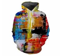 HAN MAN XIU Felpa Casual con Cappuccio e Maniche Lunghe con Stampa Digitale a pigmenti Colorati per Uomo e Donna