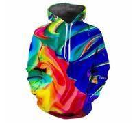 HAN MAN XIU Felpa Casual con Cappuccio e Maniche Lunghe con Stampa Digitale a pigmenti Colorati per Uomo e Donna