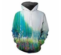 HAN MAN XIU Felpa Casual con Cappuccio e Maniche Lunghe con Stampa Digitale a pigmenti Colorati per Uomo e Donna