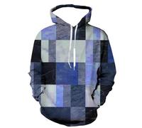 HAN MAN XIU Felpa Casual Oversize a Maniche Lunghe con Stampa 3D a Quadri