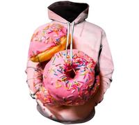 HAN MAN XIU Felpa con Cappuccio Autumn Donut con Stampa 3D da Uomo e Donna, Casual, Oversize, da Indossare Come Pullover