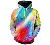 HAN MAN XIU Felpa con Cappuccio Colorata con Stampa 3D Geometrica, Abbigliamento Streetwear Uomo e Donna, Felpa Sportiva a Maniche Lunghe con Cappuccio