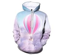HAN MAN XIU Felpa con Cappuccio Colorata con Stampa 3D Hot Air Balloon per Uomo e Donna - Felpa Casual con Cappuccio e Maniche Lunghe Streetwear