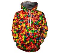HAN MAN XIU Felpa con Cappuccio Stampata in 3D con Motivo Caramella Lecca-Lecca per Uomo e Donna, Maniche Lunghe, Primavera e Autunno
