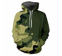 HAN MAN XIU Felpa con Cappuccio Stampata in 3D con Motivo Mimetico Giungla - Felpa Sportiva Casual da Uomo e Donna, Ampia, con Cappuccio e Maniche Lunghe