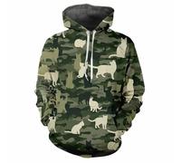 HAN MAN XIU Felpa con Cappuccio Stampata in 3D con Motivo Mimetico Giungla - Felpa Sportiva da Uomo e da Donna, Comoda e Casual, per attività Sportive all'aperto, con Cappuccio e Maniche Lunghe