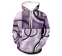 HAN MAN XIU Felpa con Cappuccio Stampata in 3D con Patchwork Geometrico retrò colorato per Uomo e Donna