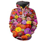 HAN MAN XIU Felpe con Cappuccio Colorate con Motivo Floreale Stampato in 3D per Uomo e Donna - Felpe a Maniche Lunghe, Abbigliamento Casual Ampio