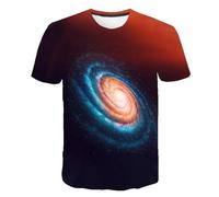 HAN MAN XIU Serie Galaxy T-Shirt Stampate in 3D per Ragazzi e Ragazze con Colletto, vestibilità Comoda e Casual, perfette per L'Estate.