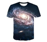 HAN MAN XIU Serie Galaxy T-Shirt Stampate in 3D per Ragazzi e Ragazze con Colletto, vestibilità Comoda e Casual, perfette per L'Estate.