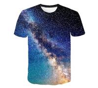 HAN MAN XIU Serie Galaxy T-Shirt Stampate in 3D per Ragazzi e Ragazze con Colletto, vestibilità Comoda e Casual, perfette per L'Estate.
