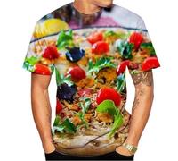 HAN MAN XIU Summer Pizza Pattern Food 3D Printed T-Shirt Boys Girls Casual Loose Round Neck Short Sleeve Top