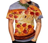 HAN MAN XIU Summer Pizza Pattern Food 3D Printed T-Shirt Boys Girls Casual Loose Round Neck Short Sleeve Top