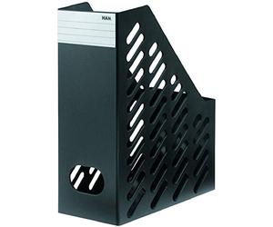 Han - Portariviste da tavolo Klassik XXL in plastica di alta qualità, formato C4, completo di etichetta, 11,5 x 24,8 x 14,5/32 cm, Nero