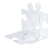 Han - Reggi CD/libri a forma di tessere di puzzle, 123 x 142 x 171 mm, confezione da 2 pezzi Traslucido/chiaro, plastica, traslucido / chiaro