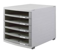 Han - Struttura portadocumenti, con 5 cassetti aperti, formato B4, linea Contur Grigio scuro/grigio chiaro