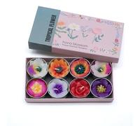 Hana Blossom Handmade Fairtrade Fiori Profumati di Tealight Fiori in Design Assortiti e Colori Set Regalo, Set da 8