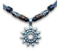 HANA LIMA Collana in pelle con ciondolo a forma di sole per uomo e donna regolabile Collana da surfista