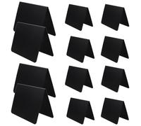 HANABASS 12 Pezzi Mini Lavagna Nera Doppia Faccia in Plastica per Segnaprezzo Alimenti Design Elegante e Facile da Trasportare per Tavoli Ristorante e Buffet